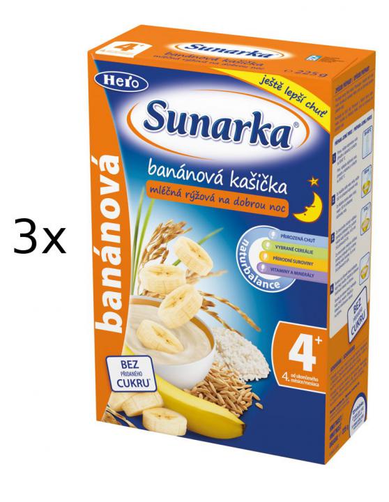 Sunarka Banánová kašička na dobrou noc mléčná, 3x225g