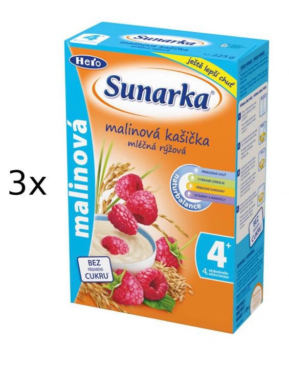 Sunarka Malinová kašička mléčná, 3x225g