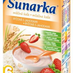 Sunarka mléčná kaše rýžová s jahodami (6m)