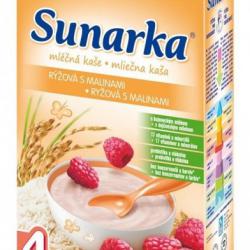 Sunarka mléčná kaše rýžová s malinami (4m)