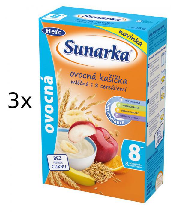Sunarka Ovocná kašička mléčná, 3x225g