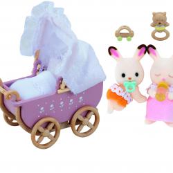 Sylvanian Families Nábytek chocolate králíků - dvojče v kočárku