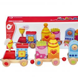 Teddies Vlak dřevo tahací 15ks